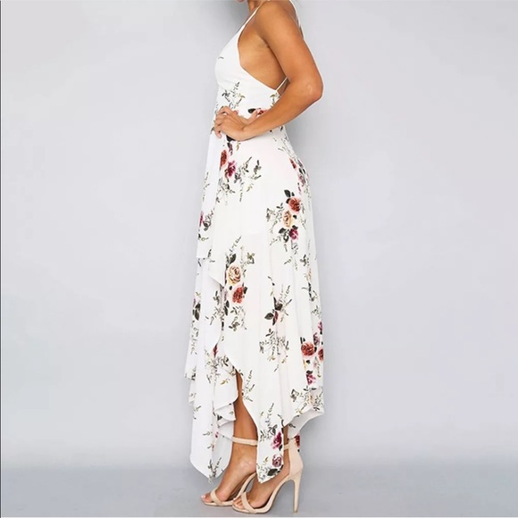 💖sale Asymmetrical  high low floral dress - Picture 2 of 5