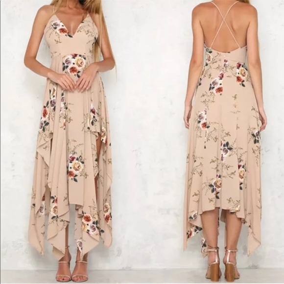 💖sale Asymmetrical  high low floral dress - Picture 5 of 5