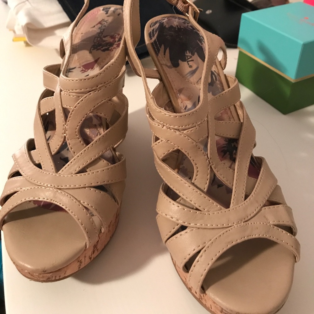 Taupe Cork Wedges