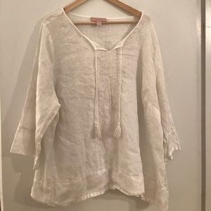 White linen coverup / tunic top