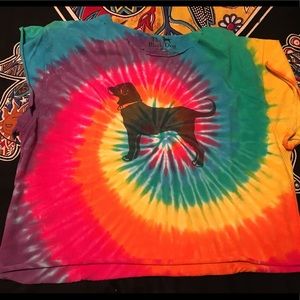 The black dog tie dye shirt customized crop top M