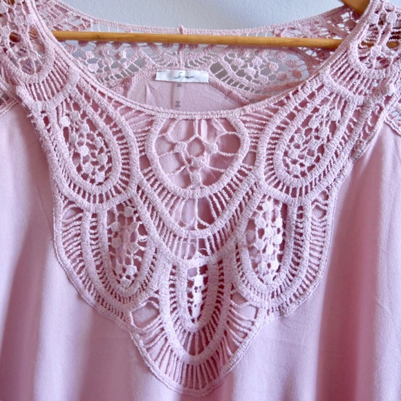 Plus Size Pink Crochet Blouse - Picture 4 of 6