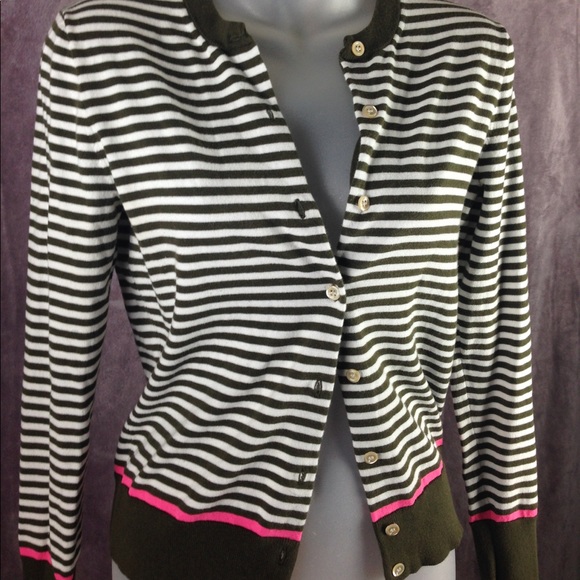 J.Crew green and pink striped cardigan - Picture 2 of 3