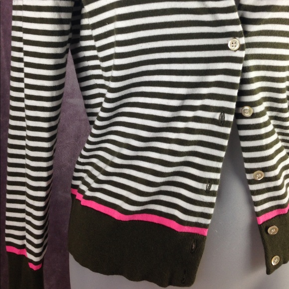 J.Crew green and pink striped cardigan - Picture 3 of 3