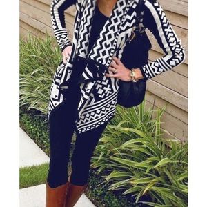 Aztec Print Garnet & Black Cardigan