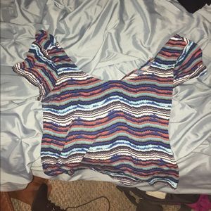 Colorful cross-back crop top