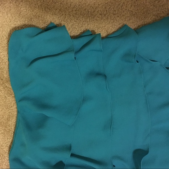 Turquoise Ruffle Mini Dress - Picture 2 of 3