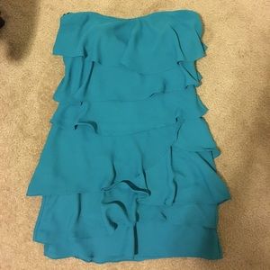 Turquoise Ruffle Mini Dress