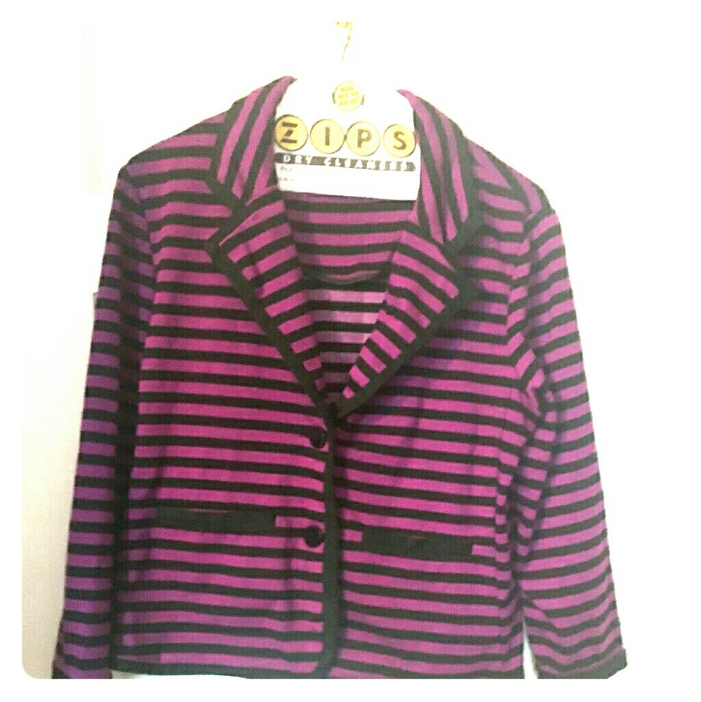 Purple and black striped blazer