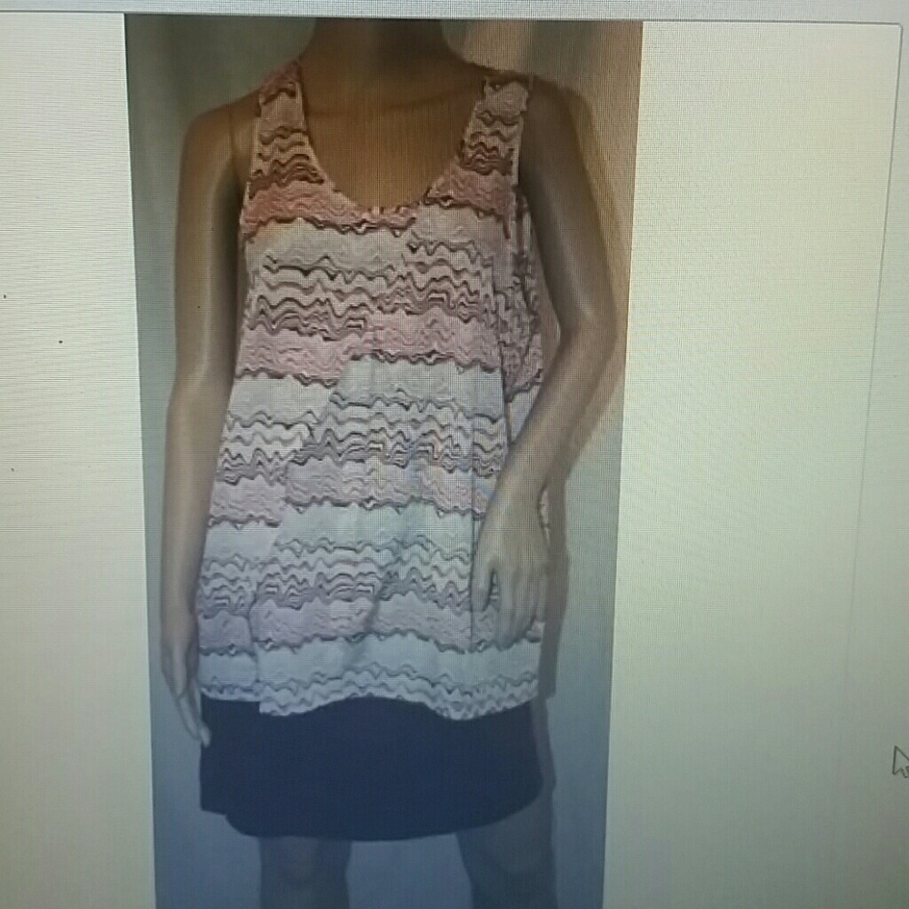 Mossimo Chevron tank top silky shirt blouse L
