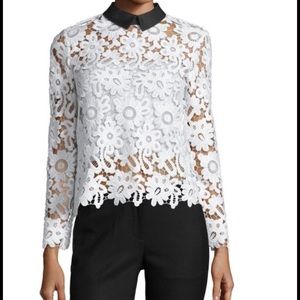 Self Portrait Long Sleeve Collared Top