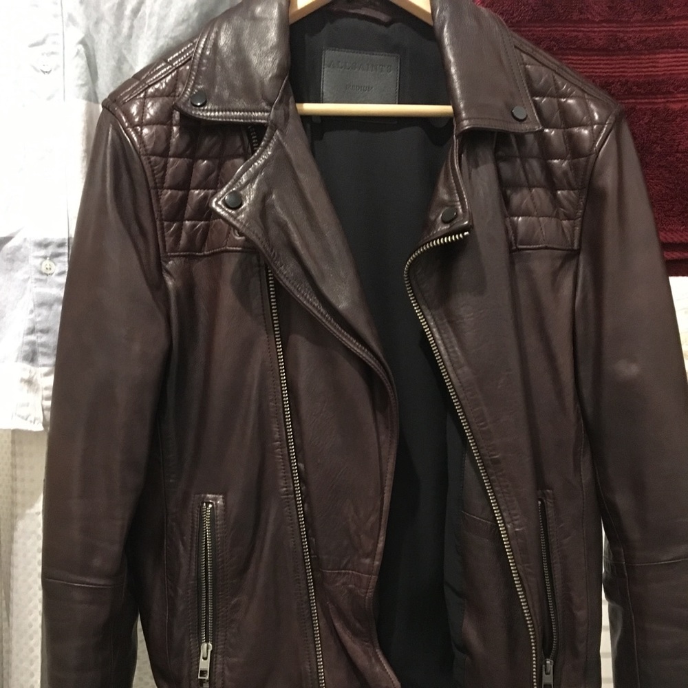 Allsaints conroy oxblood leather jacket