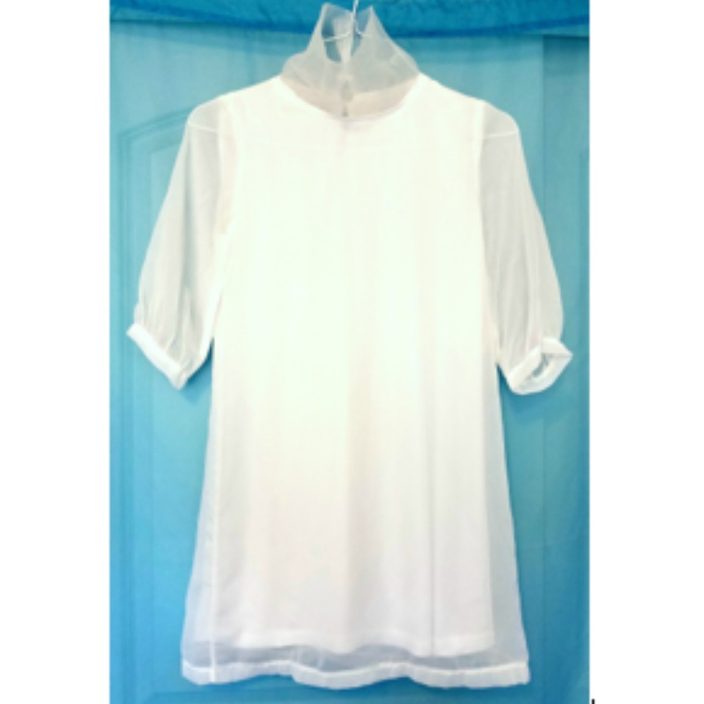 Chiffon Short Sleeve High Neck Dress Small