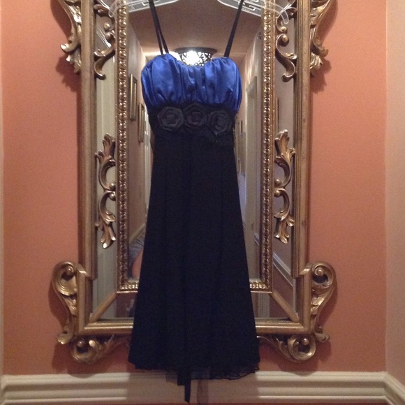 Size 3 Royal Blue/Black Party Dress - Picture 1 of 4