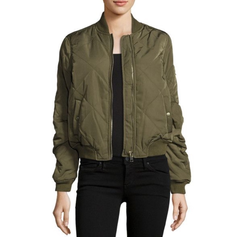 Romeo and Juliet Green Quilted Bomber Jacket