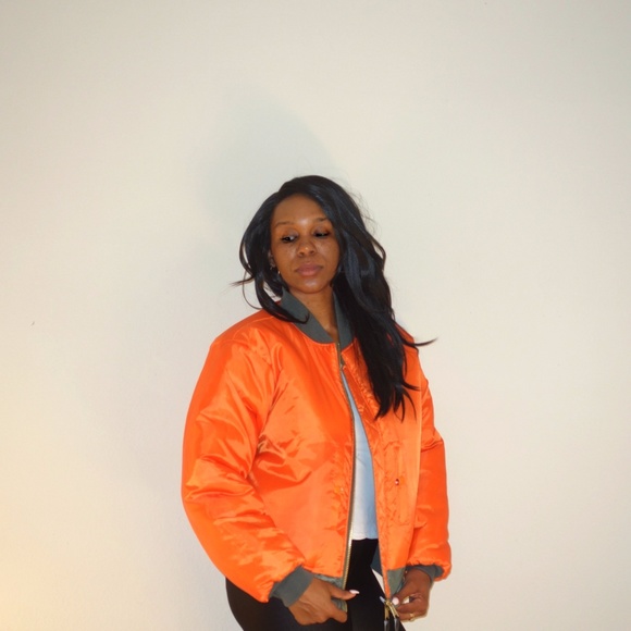 Orange/ Army Green Reversal Bomber Jacket - Picture 1 of 4