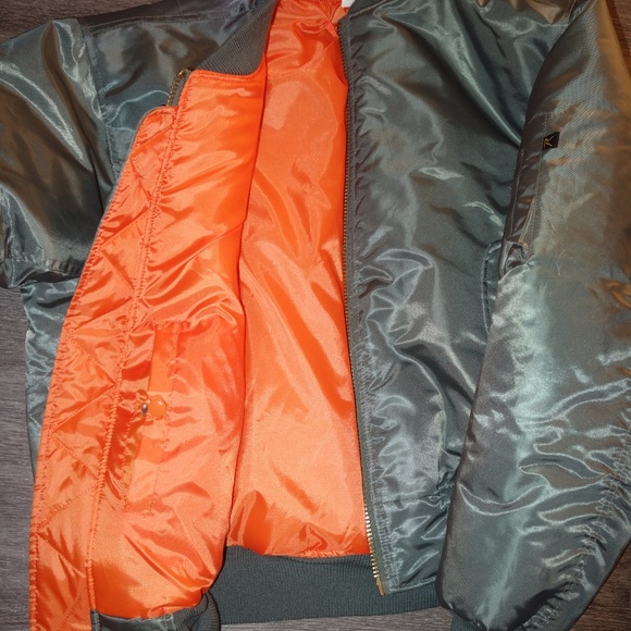 Orange/ Army Green Reversal Bomber Jacket - Picture 4 of 4