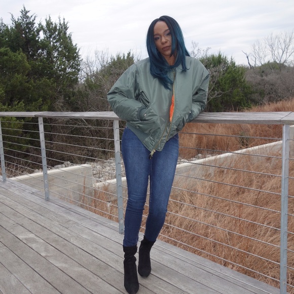 Orange/ Army Green Reversal Bomber Jacket - Picture 3 of 4