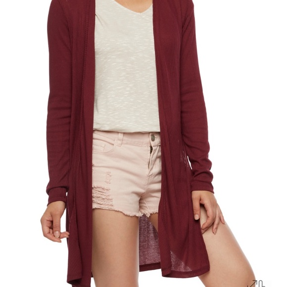 Jackets & Blazers - Spice Colored Long Sleeved Ribbed Knit Cardigan