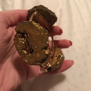Gold Druzy Wire Wrap bangle M