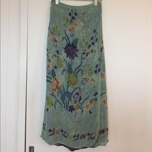 Long Reversible Floral Green/Purple Skirt
