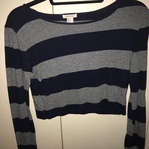 Blue and gray long sleeve crop top forever 21