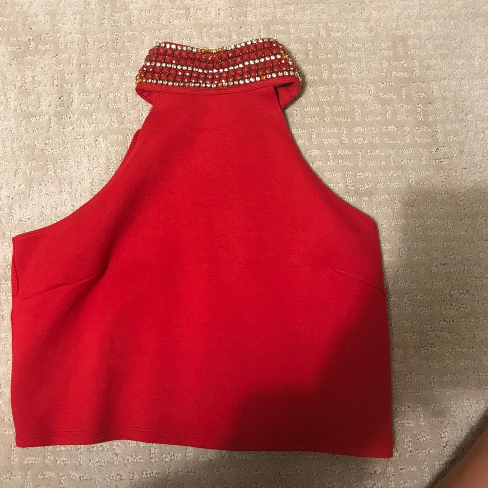 Bedazzled high neck top