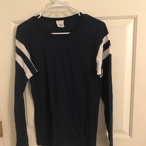 VS PINK long sleeve navy shirt with white stripes