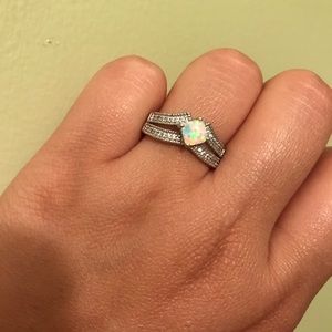 Sterling Silver 925 Stamped Ring with Opal Stone