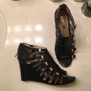I.N.C back strap heels with gold accents