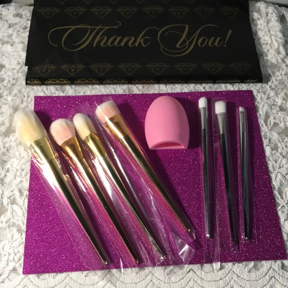 Other - Rose Gold-Silver Plated Makeup Brushes