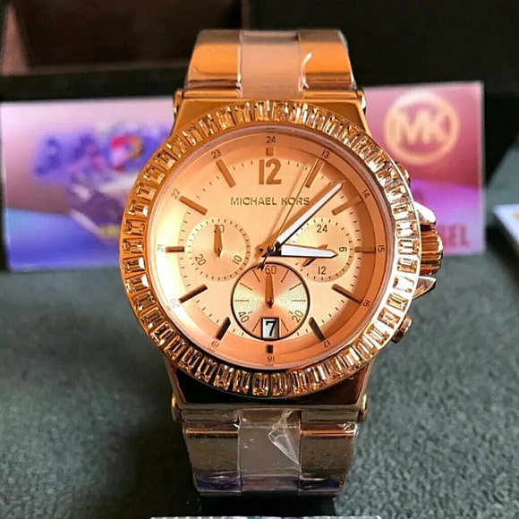 Michael Kors rose gold Crystal Chronograph watch main image 4