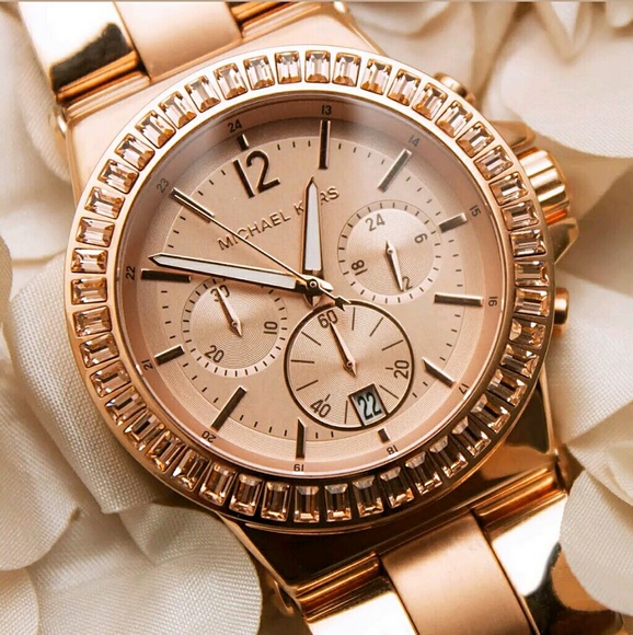 Michael Kors rose gold Crystal Chronograph watch main image 5