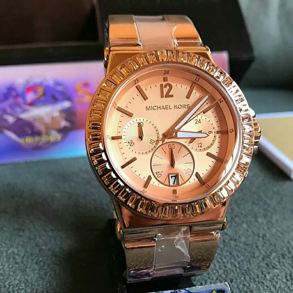 Michael Kors rose gold Crystal Chronograph watch