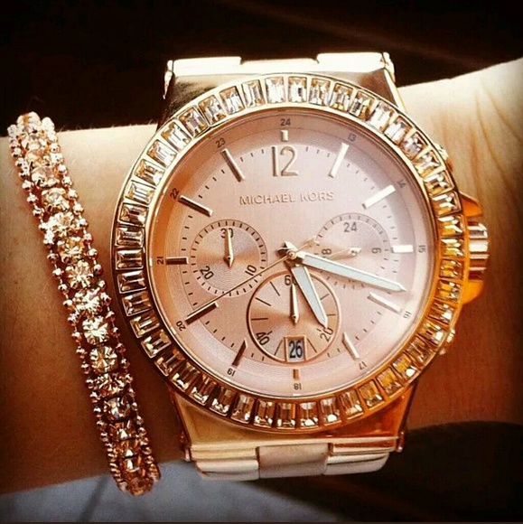 Michael Kors rose gold Crystal Chronograph watch