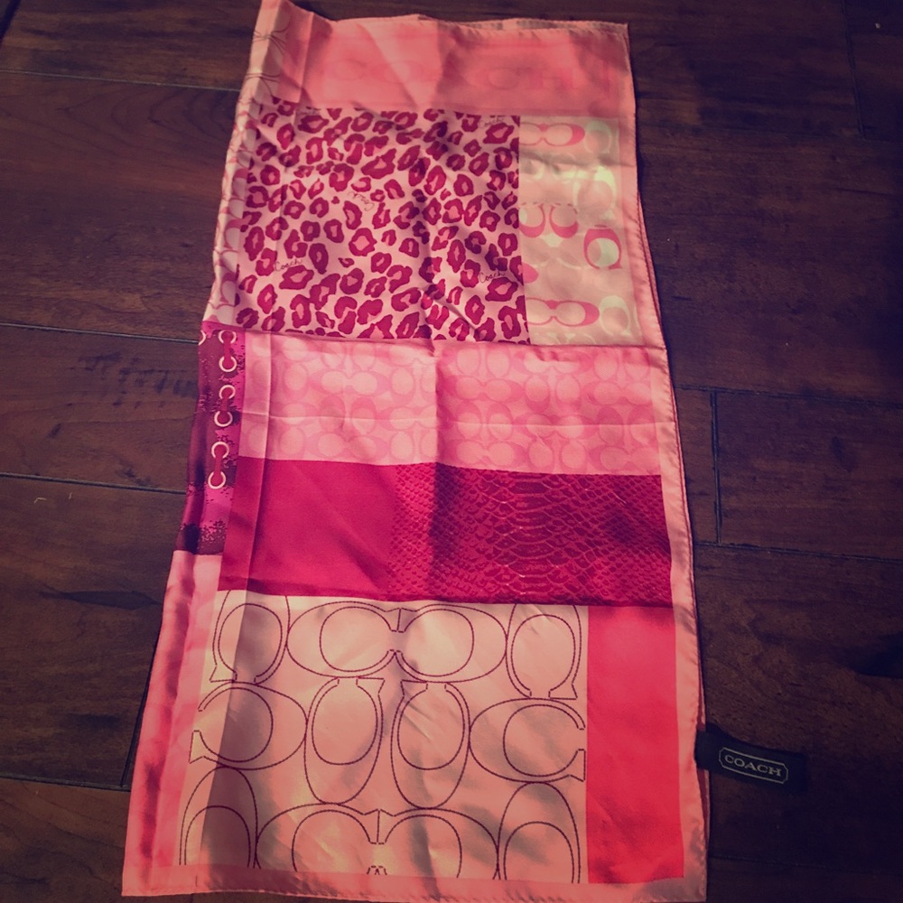 Pink Square Coach Silk Scarf