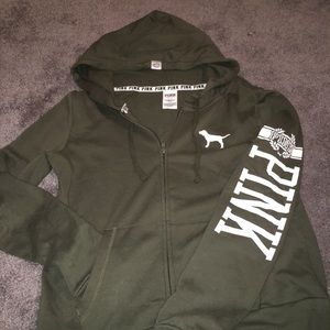 PINK full zip green jacket / hoodie