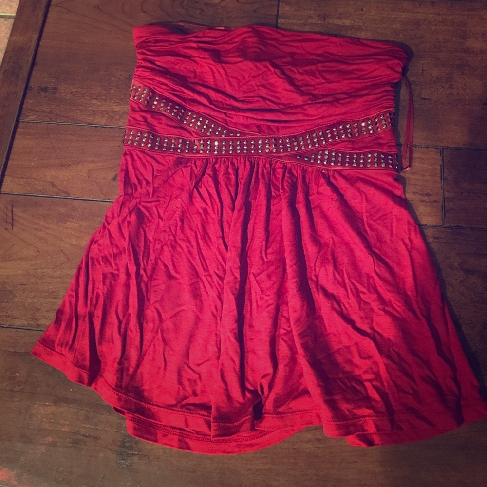 Red Tube Top w/ Crystal Embellishments