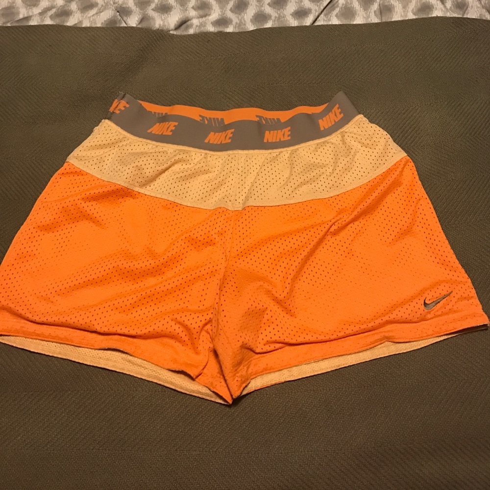 nike neon orange reversible shorts