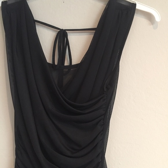 Sheer Black Wrap Front Bodysuit - Picture 4 of 6