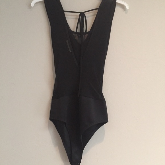 Sheer Black Wrap Front Bodysuit - Picture 5 of 6