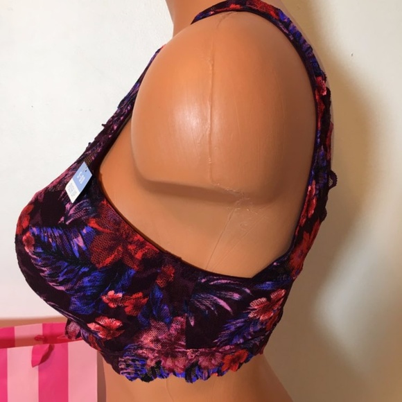 NEW PINK VS LACE HIGH NECK PUSH UP BRALETTE - Picture 3 of 5