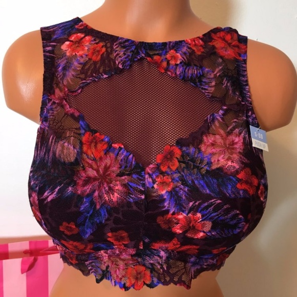 NEW PINK VS LACE HIGH NECK PUSH UP BRALETTE - Picture 2 of 5