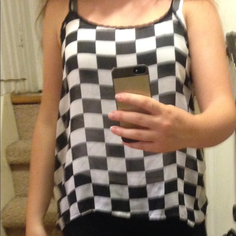 Black and white checkered patterned shirt
