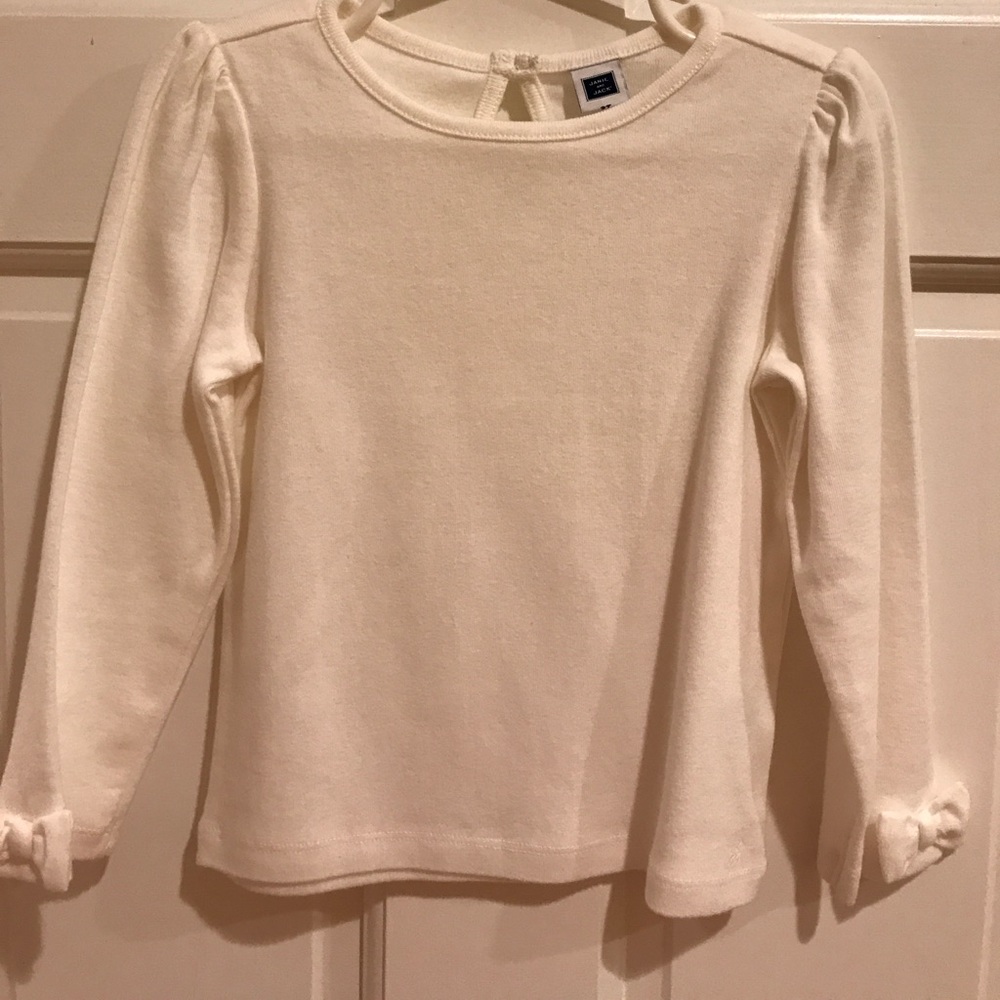 Janie and Jack long sleeve ivory blouse with bow