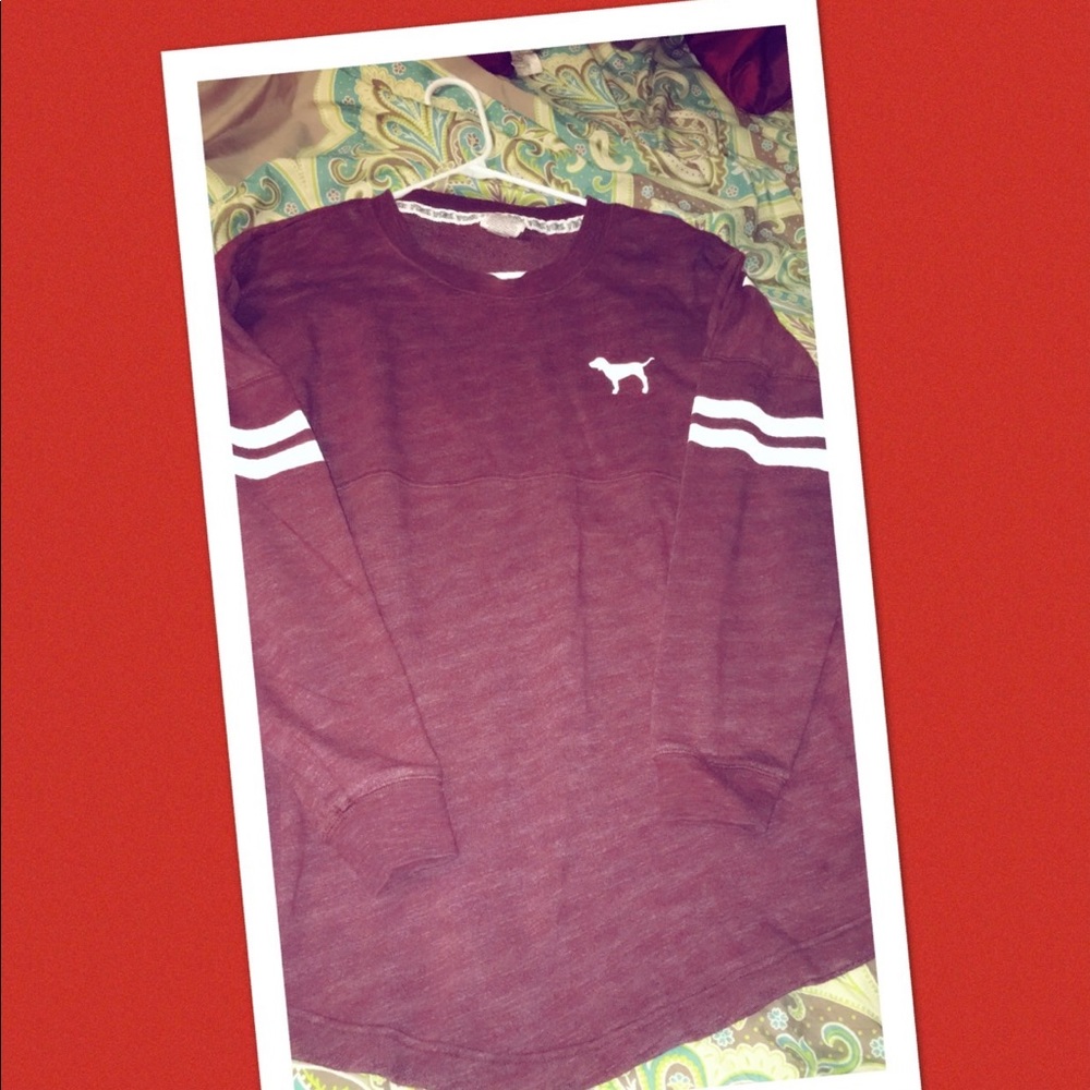 Pink Burgandy Crew Sweater