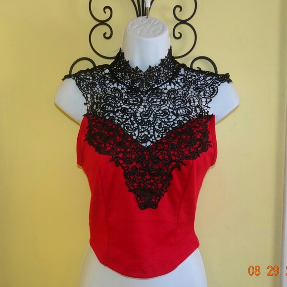 Charlotte Russe Black Crochet Crop Top - Picture 1 of 5