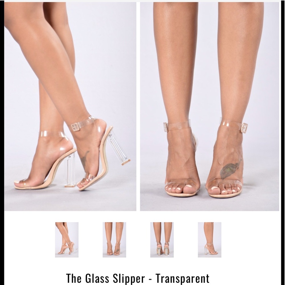 Glass heel clear strap heels