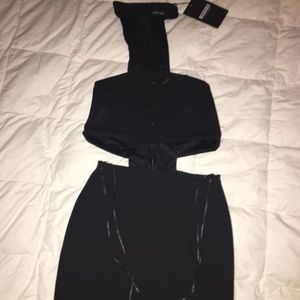 Missguided Black Midi Choker Bodycon dress