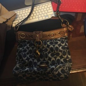 COACH SIGNATURE BLUE DENIM MADISON BUCKET Purse